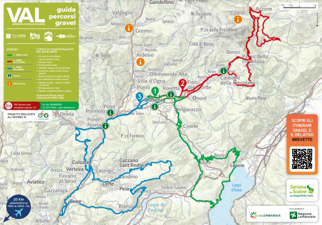 cartina nuovi itinerari per bici gravel in valseriana