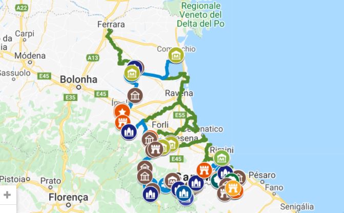 via romagna cicloturismo emilia romagna mappa
